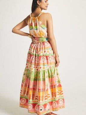 FARM Rio Multicolor halter Tropical Print Maxi Dress